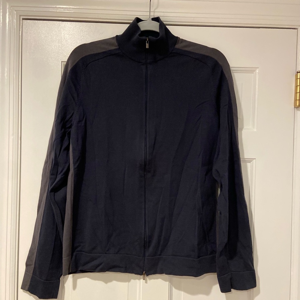 INC International Concepts Men’s Sweater Track Jacket Navy Gray Size M